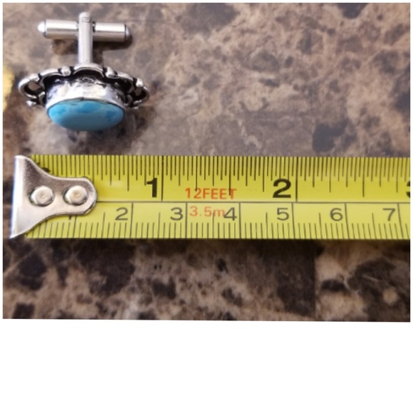 Genuine, Beautiful Larimar Cufflinks .90" - Picture 4 of 4